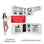 Cocina Integral Esquinera 349cm Blanco/Negro Glamy 03