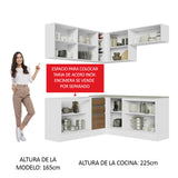 Cocina Integral Esquinera 349cm Blanco/Marrón Glamy 03