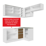 Cocina Integral Esquinera 349cm Blanco/Marrón Glamy 06
