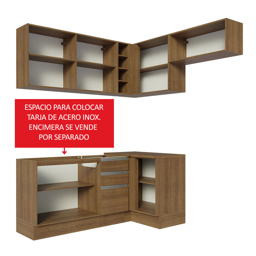 Cocina Integral Esquinera 349cm Marrón Glamy 07