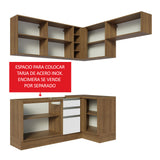 Cocina Integral Esquinera 349cm Marrón/Blanco Glamy 07
