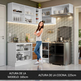 Cocina Integral Esquinera 349cm Blanco/Marrón Glamy 07