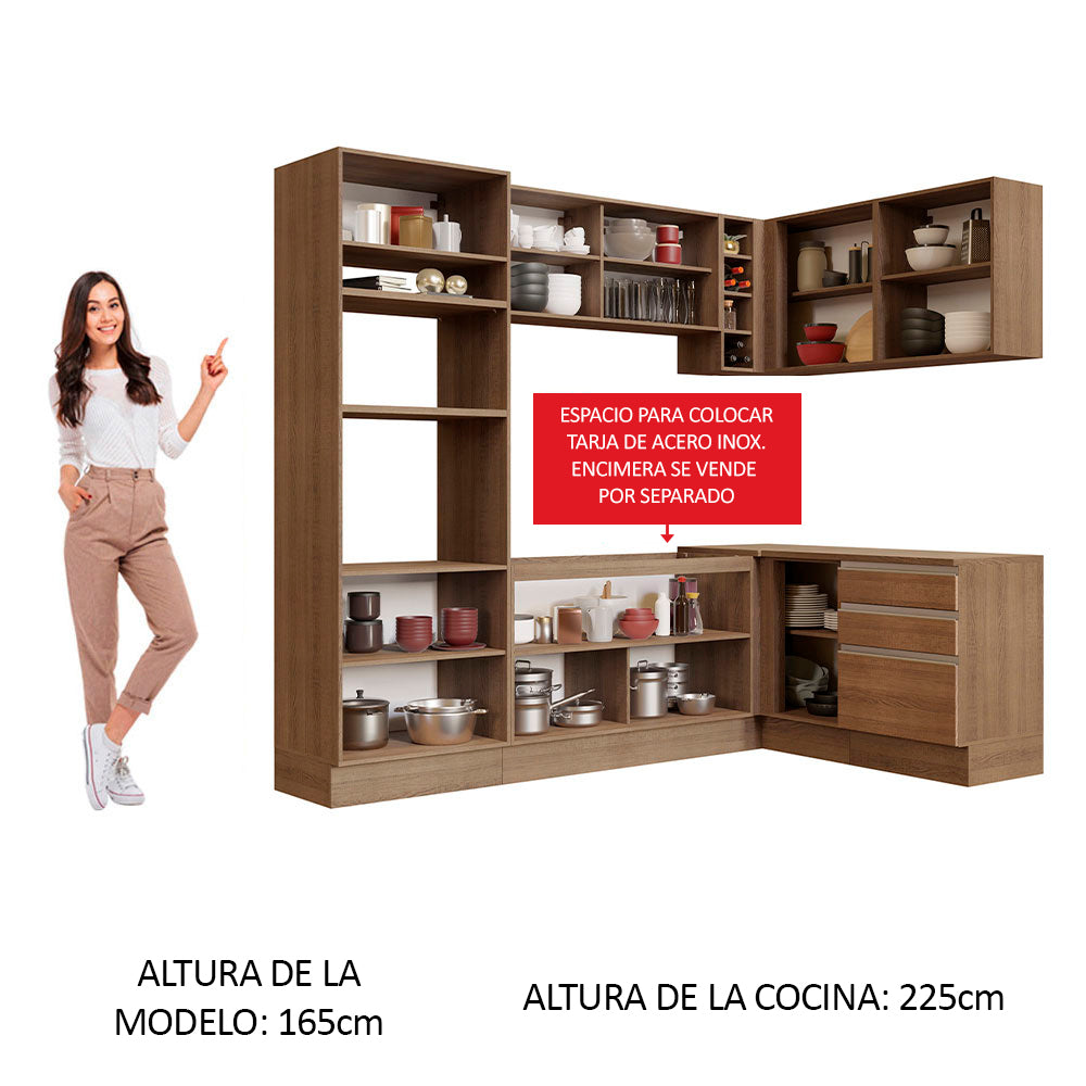 Cocina Integral Esquinera 399cm Marrón Glamy 02