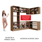 Cocina Integral Esquinera 399cm Marrón/Blanco Glamy 02
