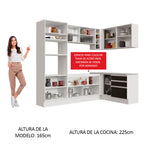 Cocina Integral Esquinera 399cm Blanco/Negro Glamy 02