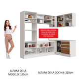 Cocina Integral Esquinera 399cm Blanco/Marrón Glamy 02