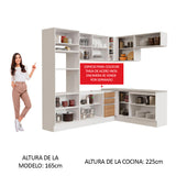 Cocina Integral Esquinera 419cm Blanco/Marrón Glamy 01