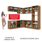 Cocina Integral Esquinera 459cm Marrón/Negro Glamy 01