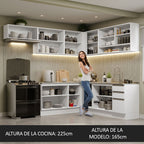 Cocina Integral Esquinera 469cm Blanco Glamy 01