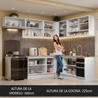 Cocina Integral Esquinera 469cm Blanco/Negro Glamy 01