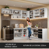 Cocina Integral Esquinera 469cm Blanco/Negro Glamy 01