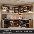 Cocina Integral Esquinera 469cm Marrón/Negro Glamy 01
