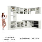 Cocina Integral Esquinera 479cm Blanco/Negro Glamy 01
