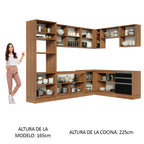 Cocina Integral Esquinera 479cm Marrón/Negro Glamy 01