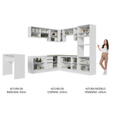 Cocina Integral Esquinera 504 cm Blanco Glamy 01