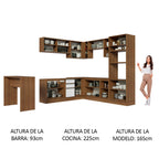 Cocina Integral Esquinera 504cm Marrón/Blanco Glamy 01