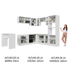 Cocina Integral Esquinera 504cm Blanco/Negro Glamy 01