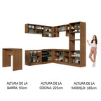 Cocina Integral Esquinera 504cm Marrón/Negro Glamy 01