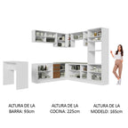 Cocina Integral Esquinera 504 cm Blanco/Marrón Glamy 01