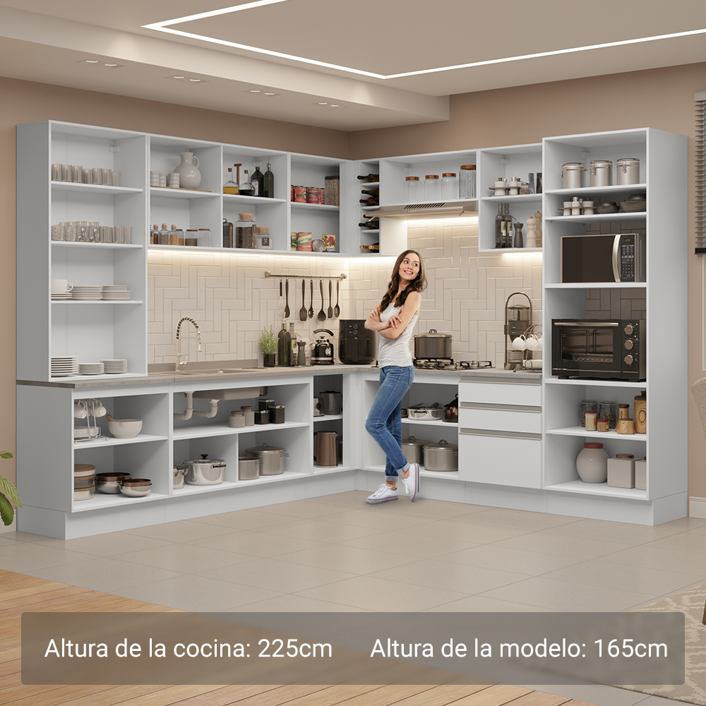 Cocina Integral 549cm Blanco Glamy 01