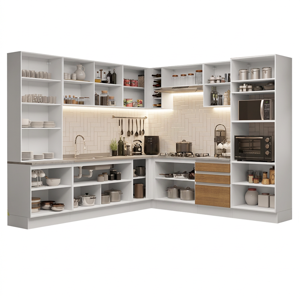 Cocina Integral 549cm Blanco/Marrón Glamy 01