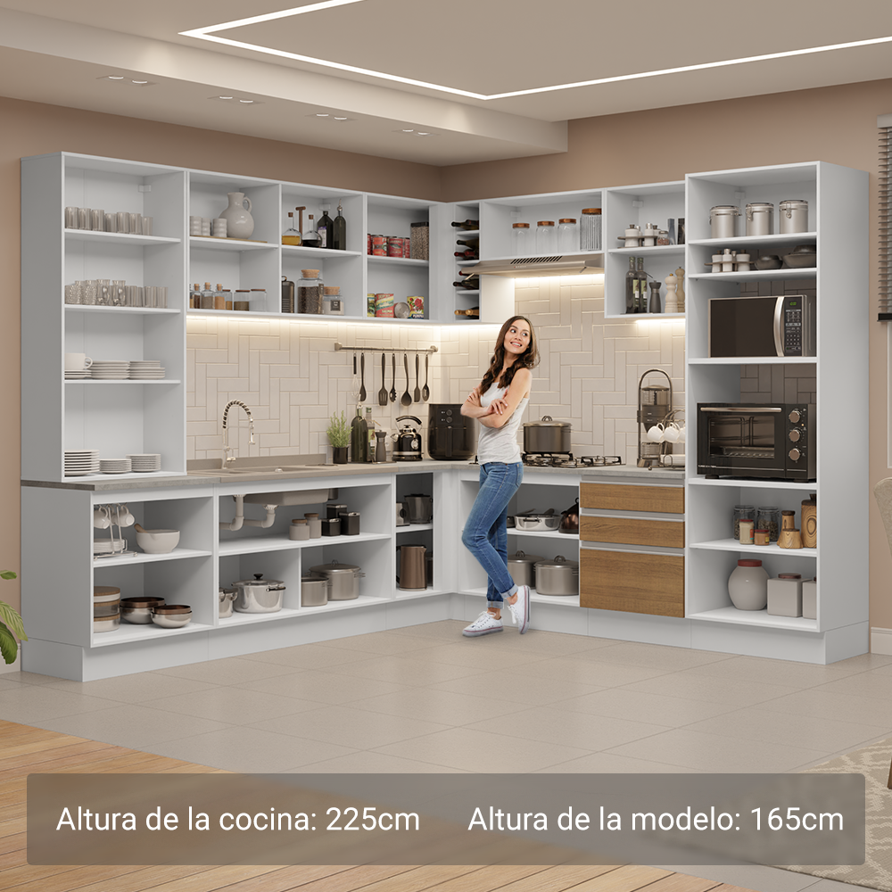 Cocina Integral 549cm Blanco/Marrón Glamy 01
