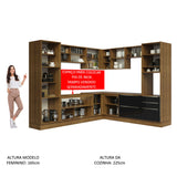 Cocina Integral Esquinera 546cm Marrón/Negro Lux 01