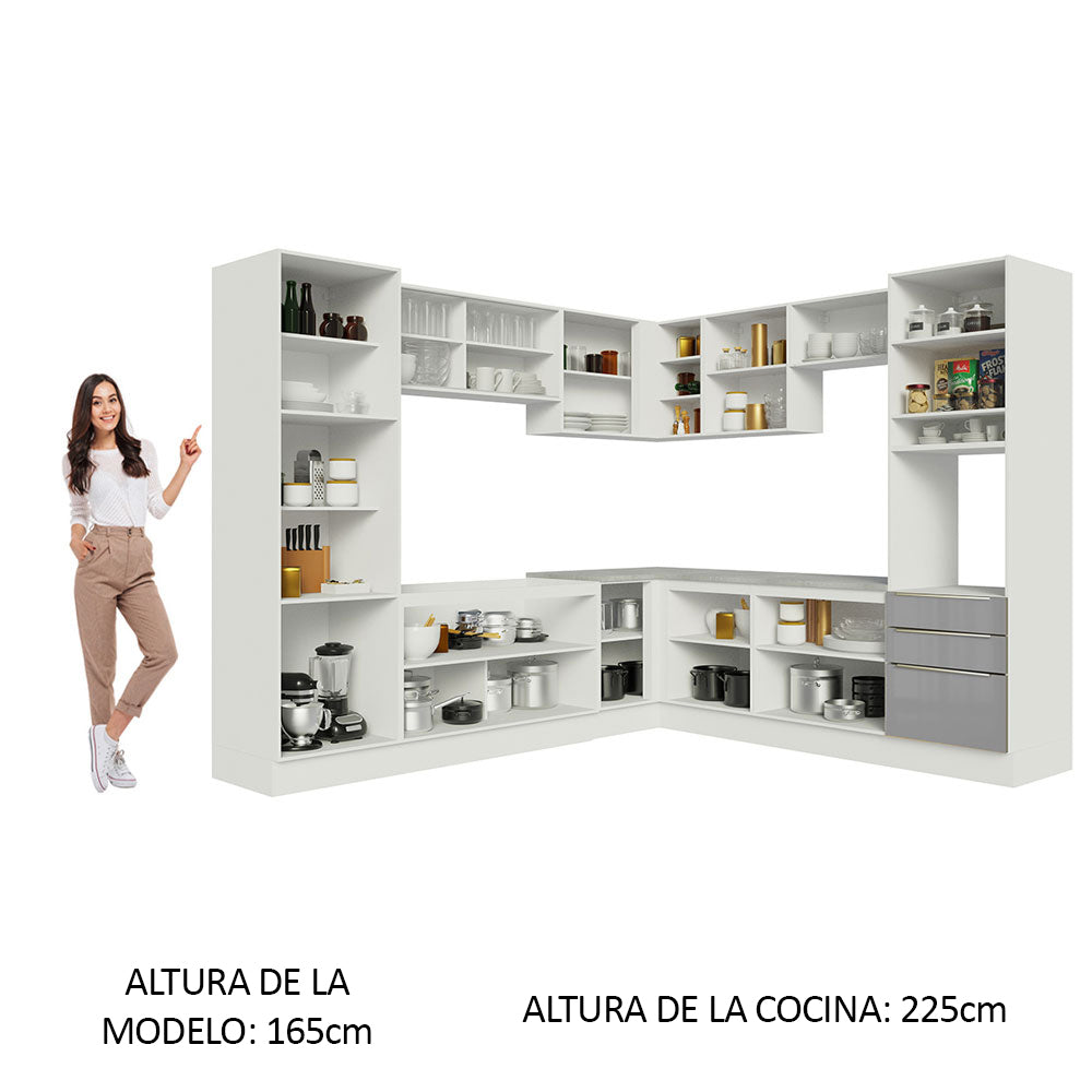 Cocina Integral Esquinera 546 cm Lux Blanco/Gris 03