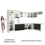 Cocina Integral Esquinera 546 cm Lux Blanco/Negro 05