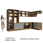 Cocina Integral Esquinera 546cm Marrón/Gris Lux 05