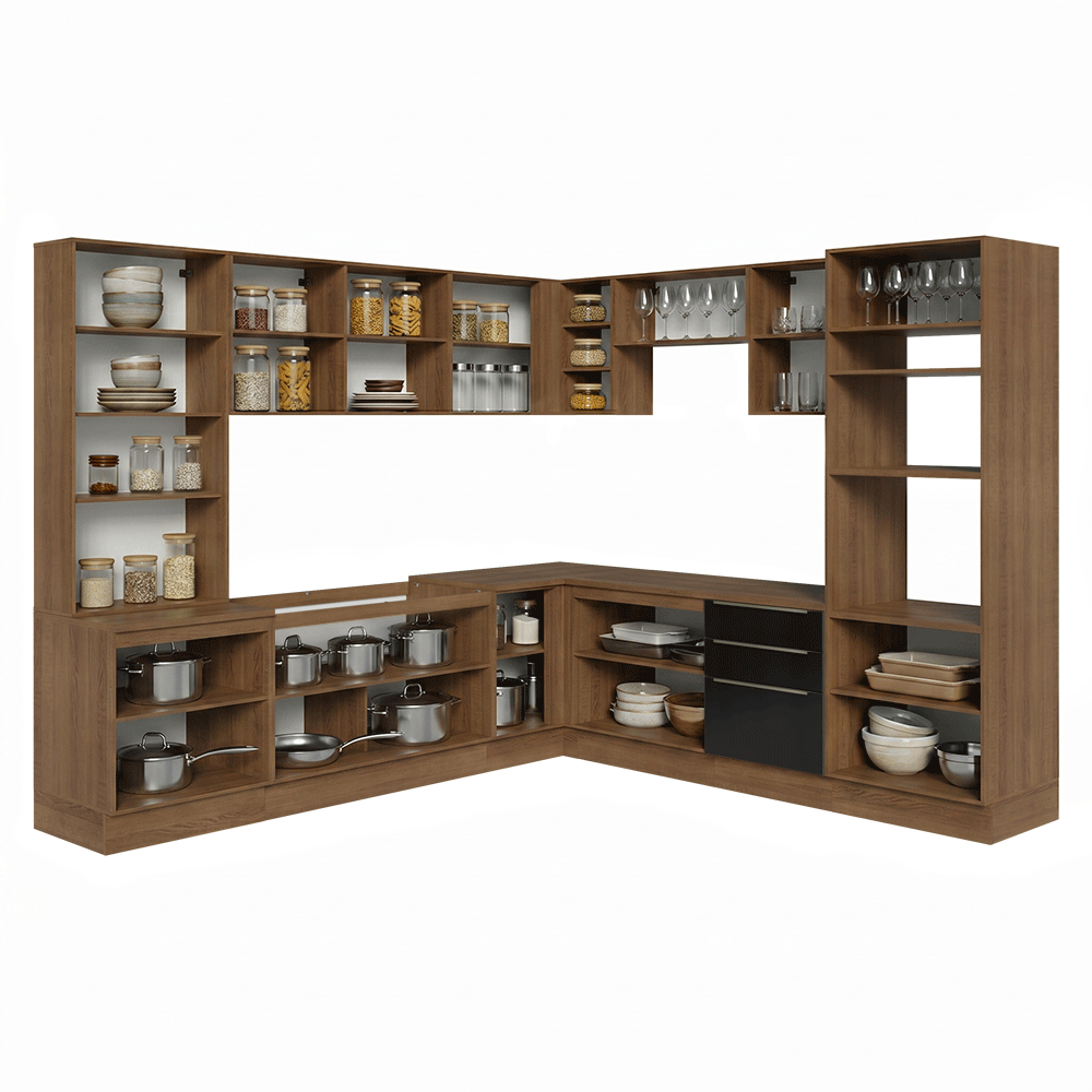 Cocina Integral 566cm Marrón/Negro Lux 01