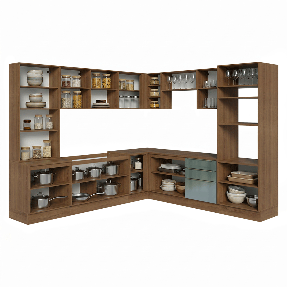 Cocina Integral 566cm Marrón/Gris Lux 01
