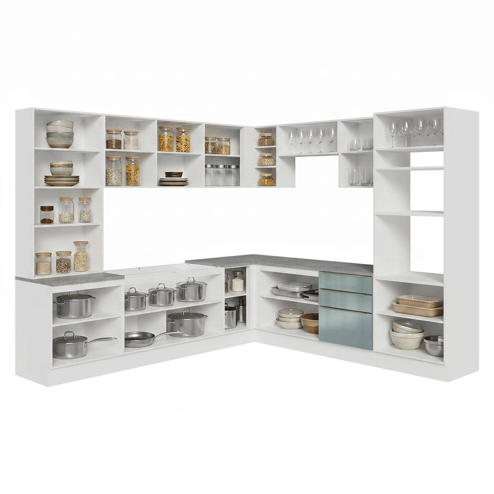 Cocina Integral 566cm Blanco/Gris Lux 01