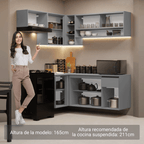 Cocina Integral Esquinera Flotante 325 cm Gris Nice Madesa