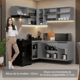 Cocina Esquinera 325 cm Sin Patas Nice Gris 05