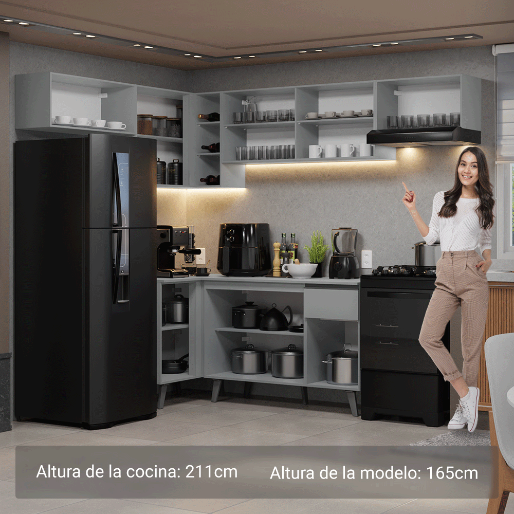 Cocina Integrale Esquinera 405cm Gris Nice Madesa 02