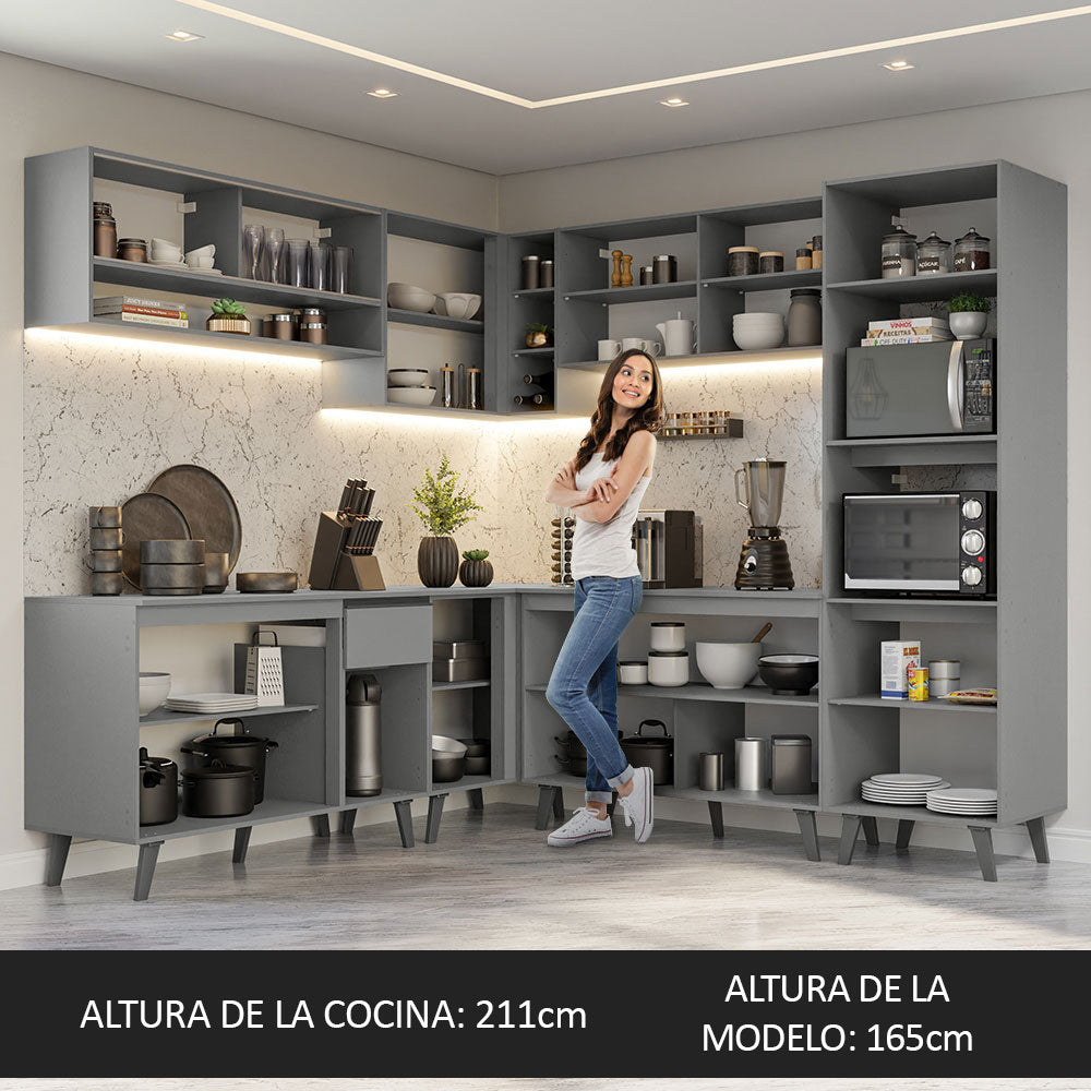 Cocina Integrale Esquinera 445cm Gris Nice Madesa 02