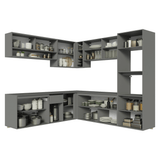 Cocina Integral Esquinera 445cm Suspendida Gris Nice Madesa 03