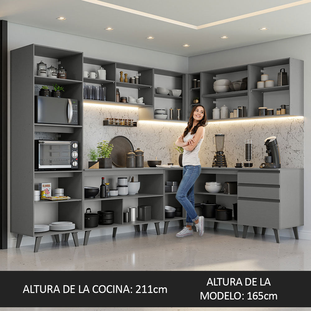 Cocina Integrale Esquinera 465cm Gris Nice Madesa 01