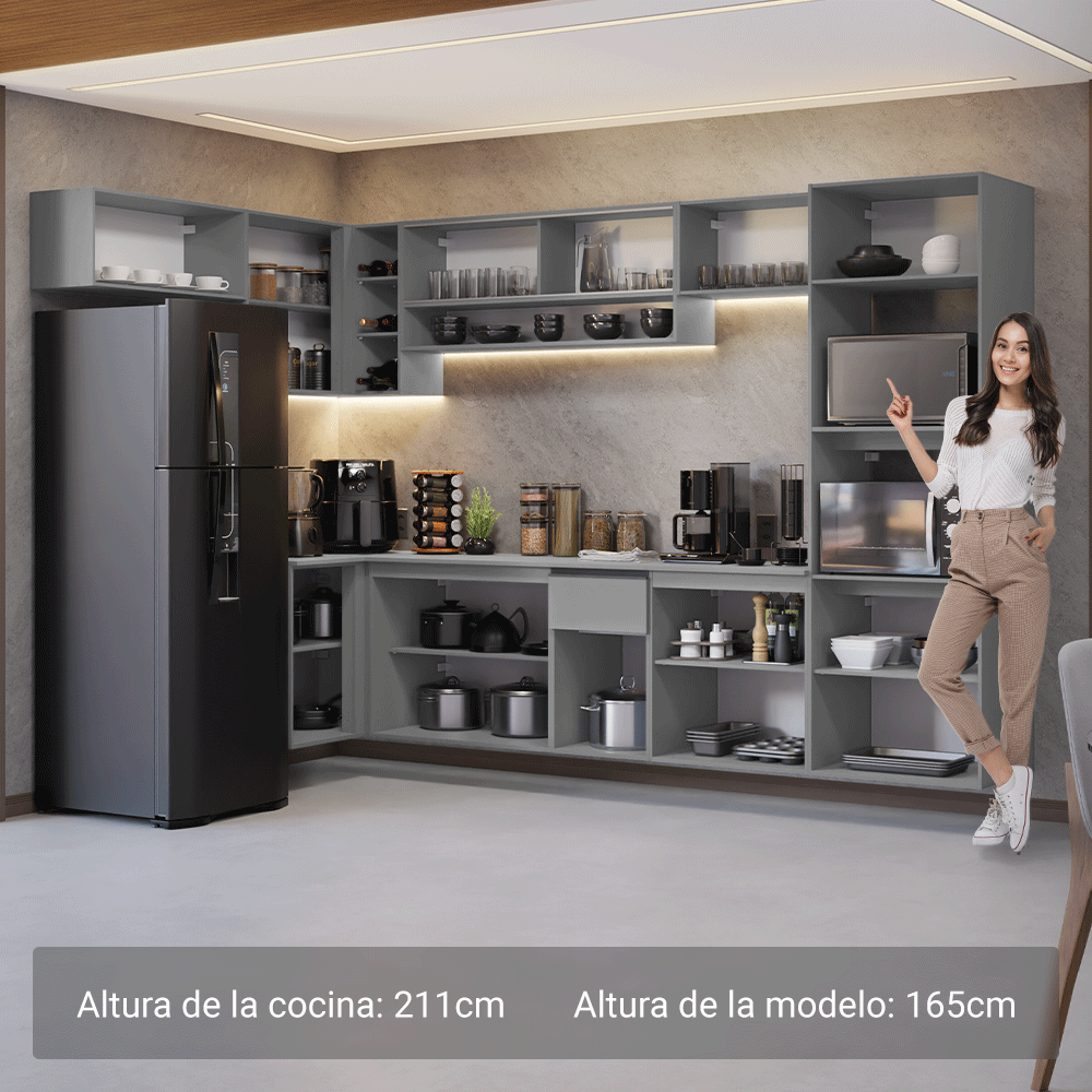 Cocina Integral 465 cm sin Patas Gris Nice 02