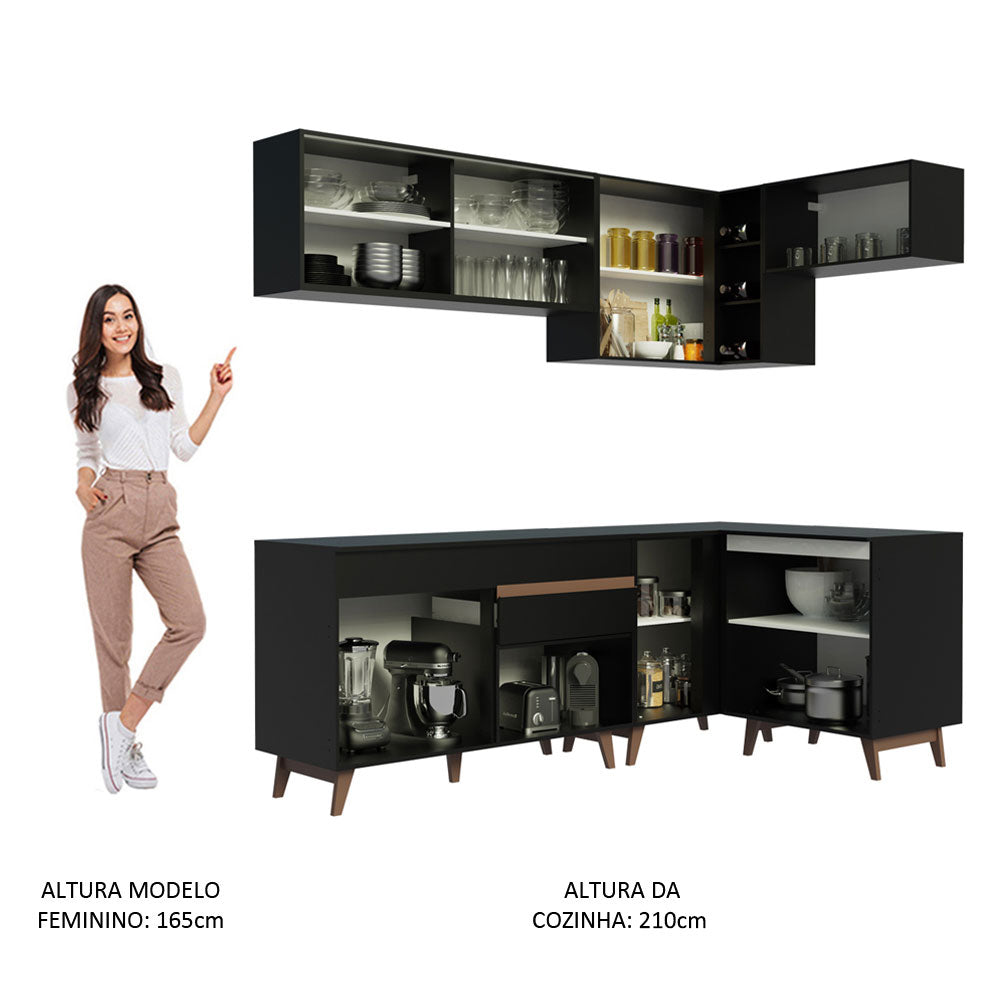 Cocina Integral Esquinera 332 cm Reims Negro 02