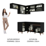 Cocina Integral Esquinera 332cm Negro Reims Madesa 03