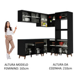 Cocina Integral Esquinera 367cm Negro Reims 01