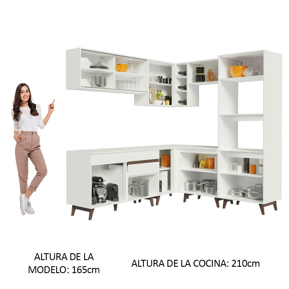 Cocina Integral de Esquina 402cm Blanco Reims 01