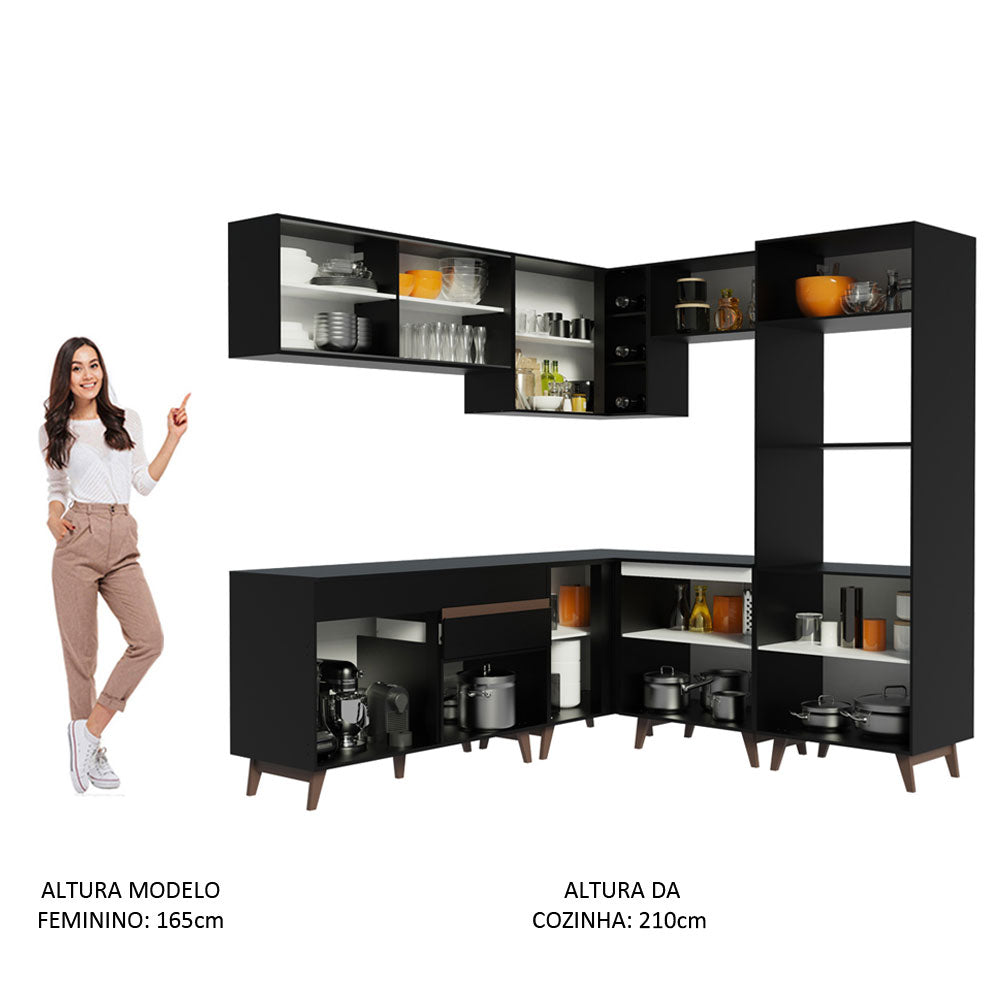 Cocina Integral Esquinera 402 cm Reims Negro 01