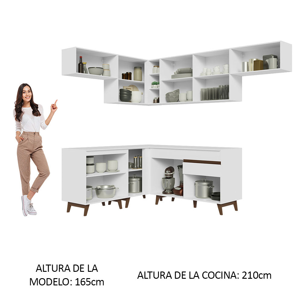 Cocina Integral de Esquina 402cm Blanco Reims 03