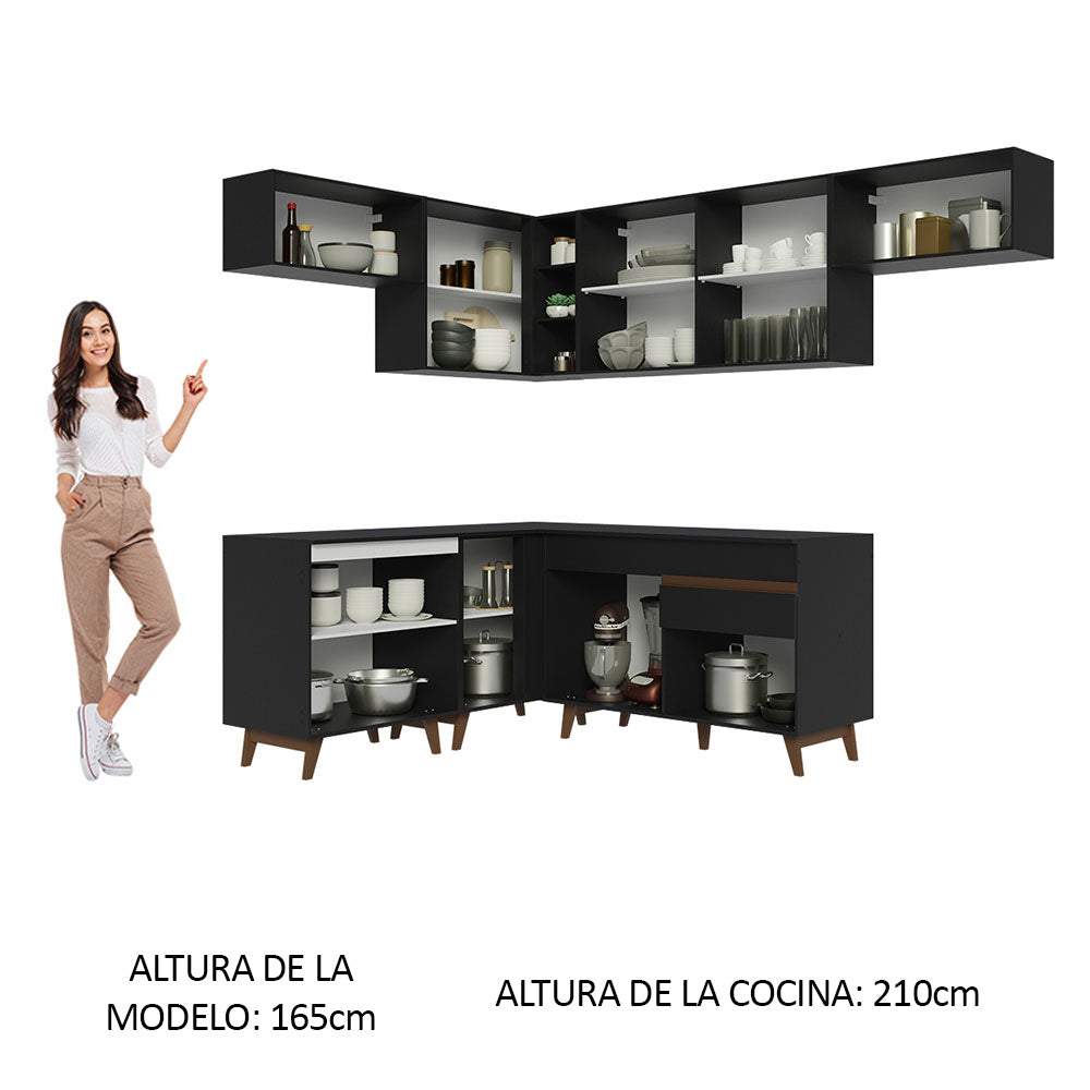 Cocina Integral Esquinera 402 cm Reims Negro 03