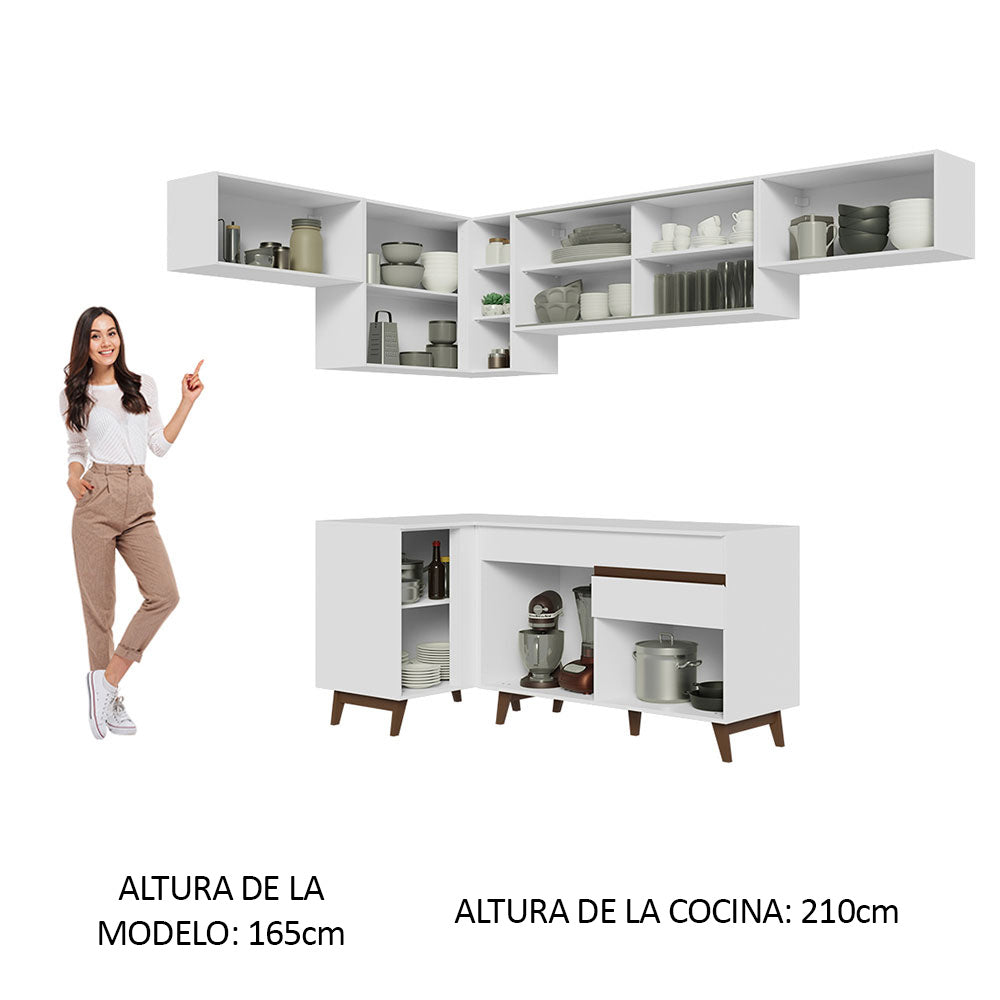 Cocina Integral de Esquina 402cm Blanco Reims 04