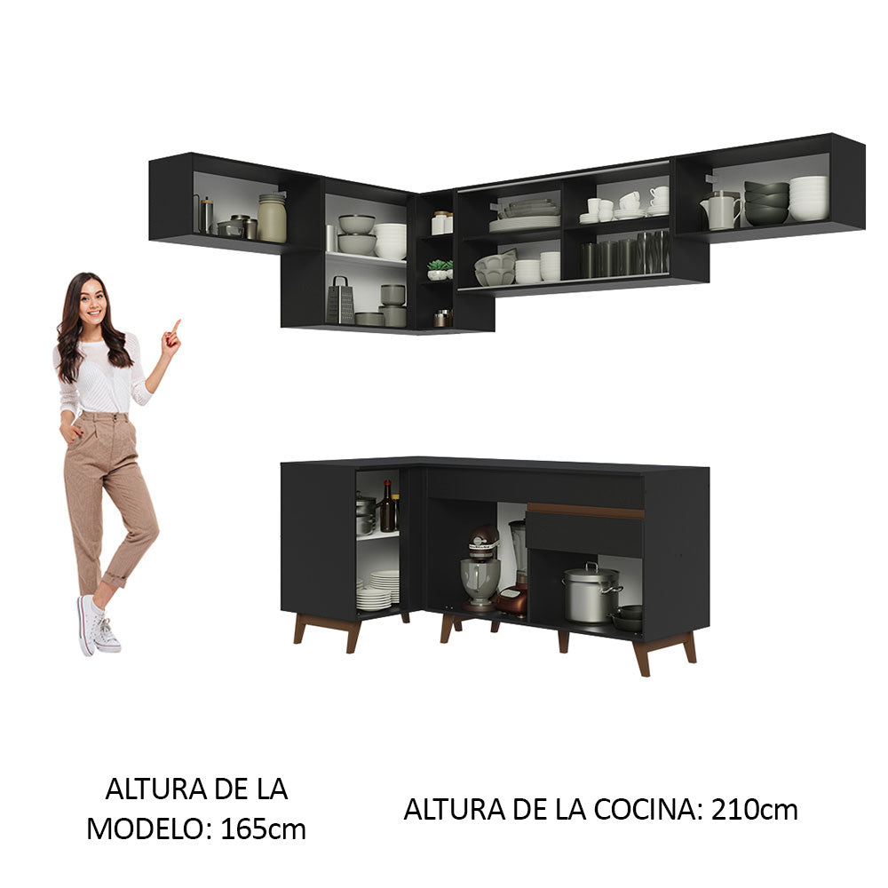Cocina Integral Esquinera 402cm Negro Reims 04