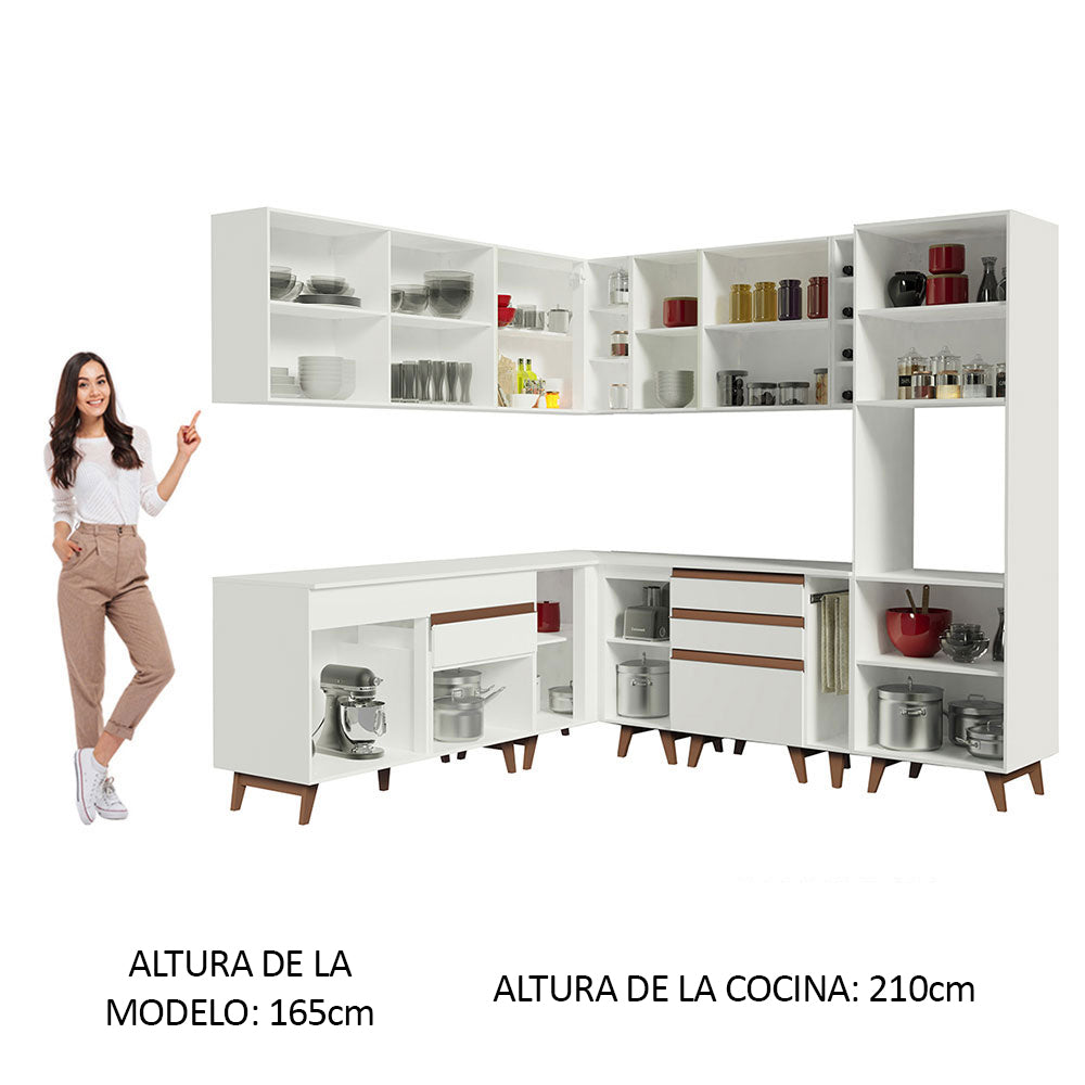 Cocina Integral Esquinera 437cm Blanco Reims Madesa 01